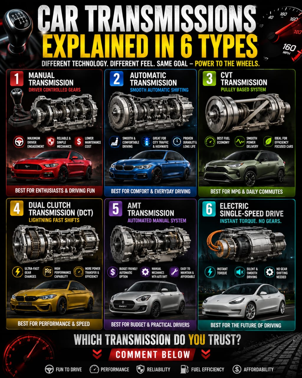 ⚙️ MANUAL vs AUTOMATIC vs DCT — WHICH TRANSMISSION ACTUALLY RULES THE ROAD?