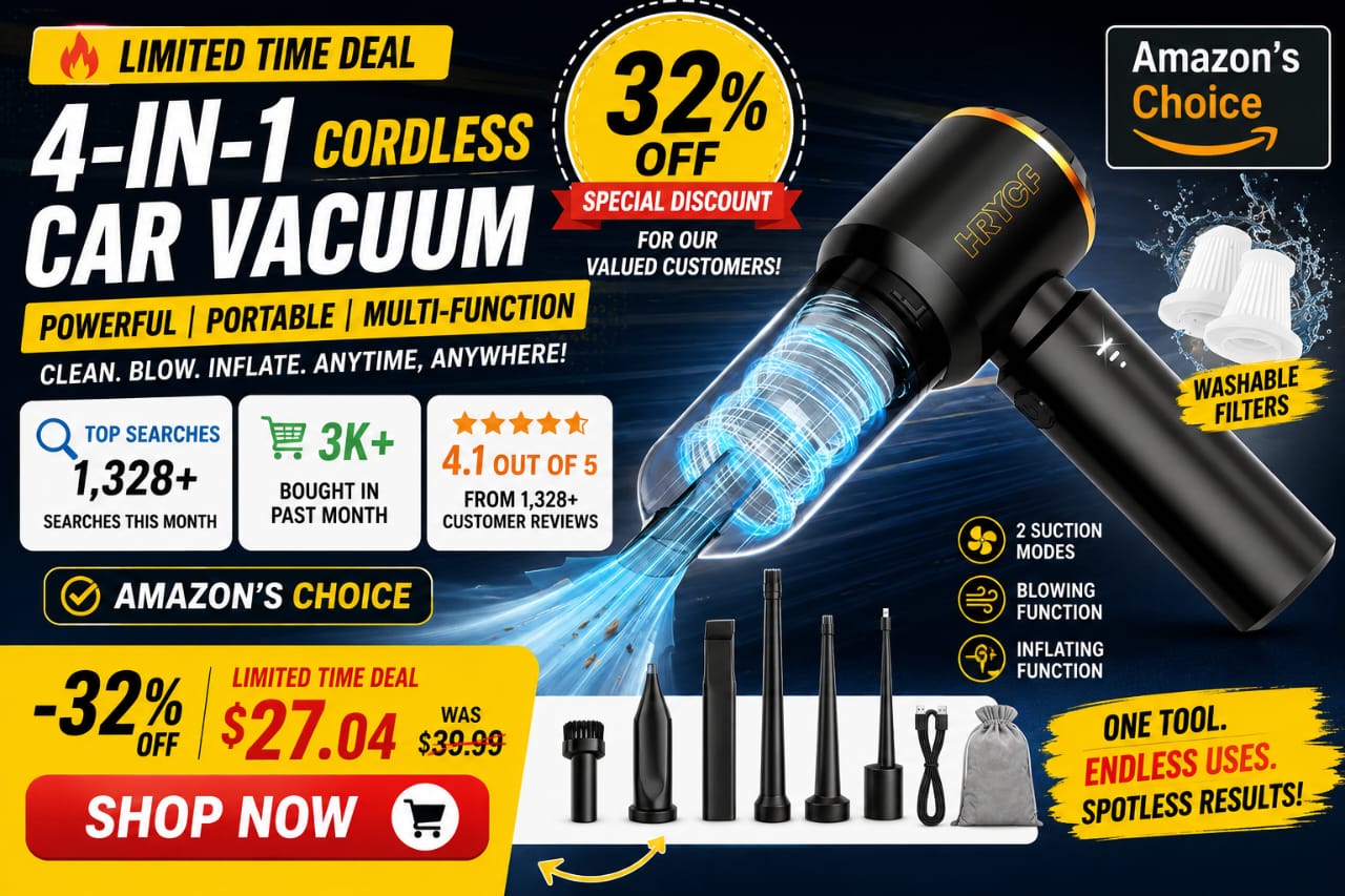 Car Portable Cordless Vacuum Cleaner  4-in-1